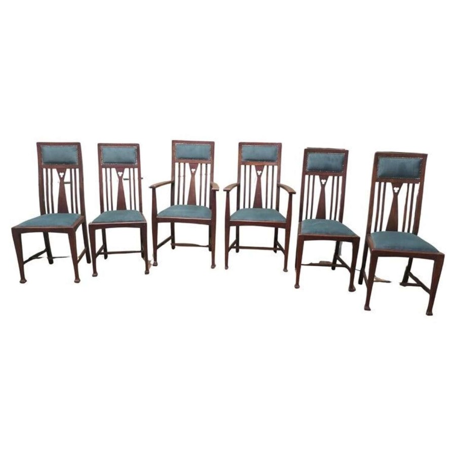Set of 6 Arts and Crafts Dining Chairs