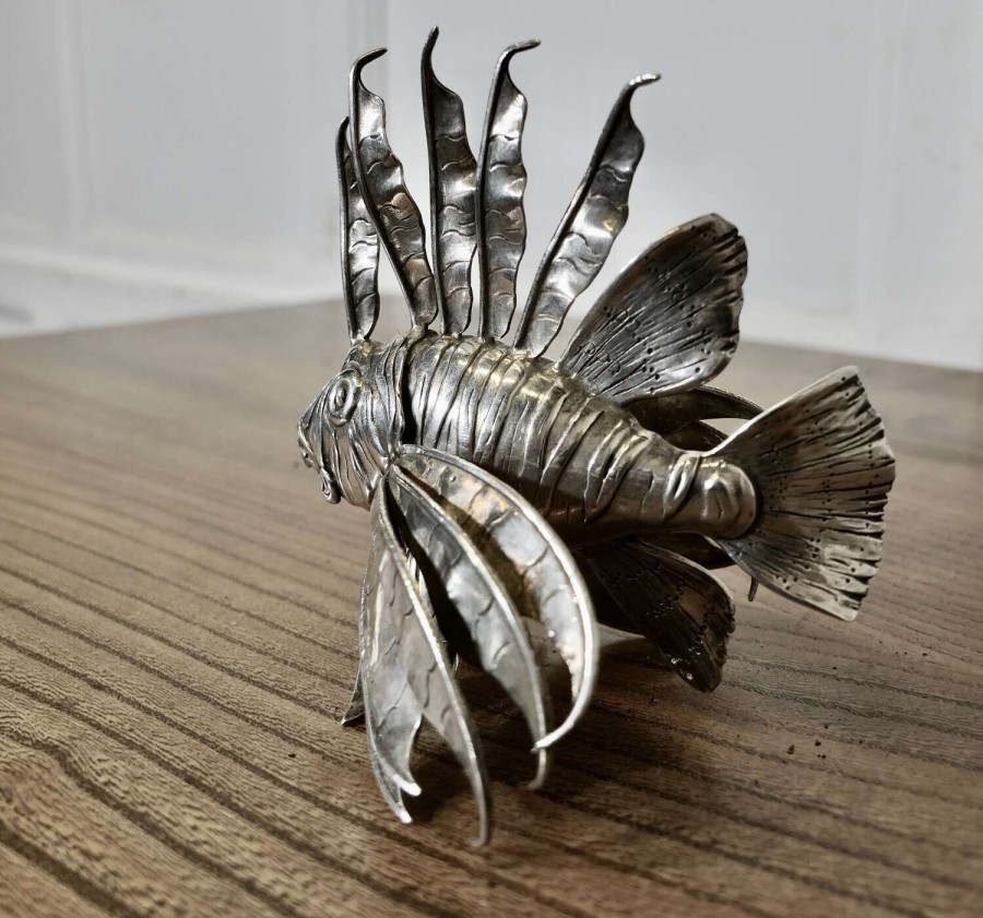 Silver Lion Fish Model Signed by Mario Bucellati