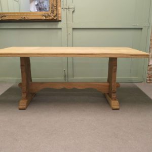 Stylish Art Deco Golden Oak Refectory Dining Table by Webber
