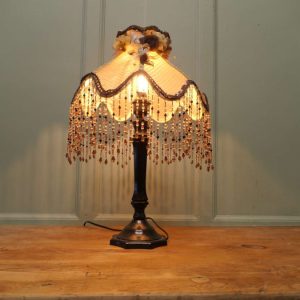 Tall Art Deco Bakelite Table Lamp with Beaded Shade This is a tall slender piece