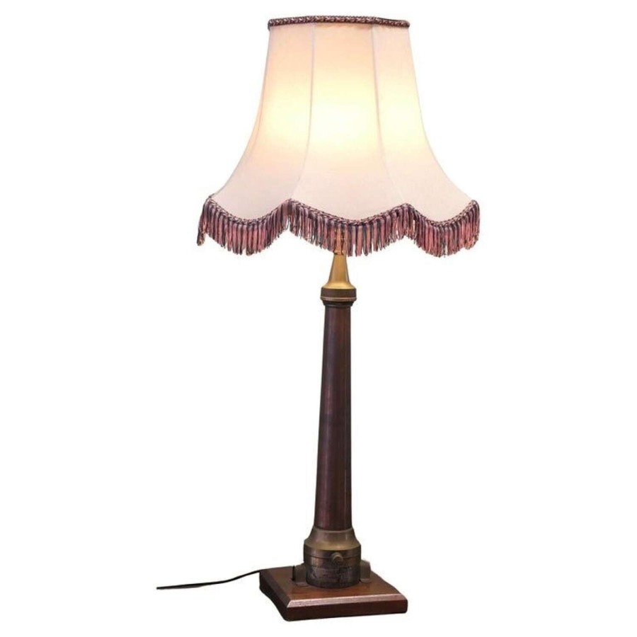 Tall Art Deco Fire Hose Copper and Brass Table Lamp