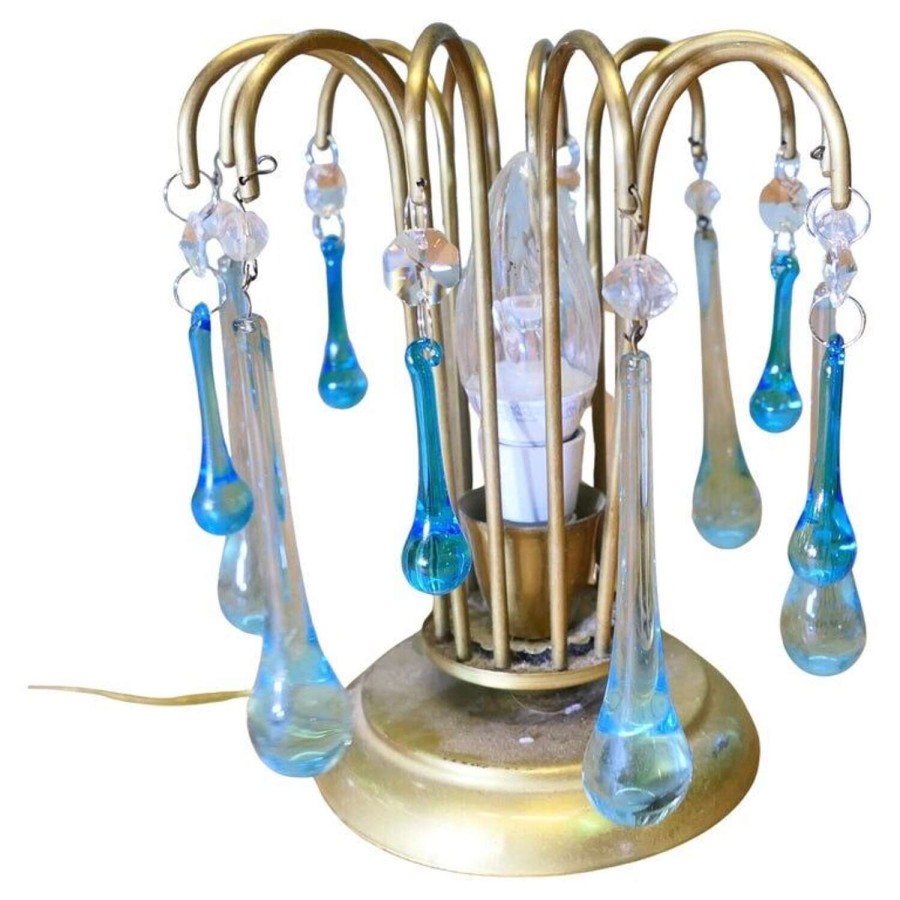Turquoise Tear Drop Lustre Bed Side Lamp