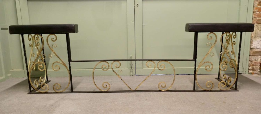 Very large Decorative Wrought Iron and Leather Club Fender This is a blacksmith made piece