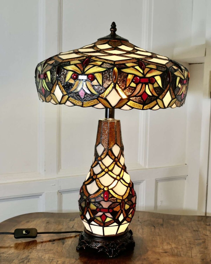 Very Large Tiffany Style Table Lamp with Shade