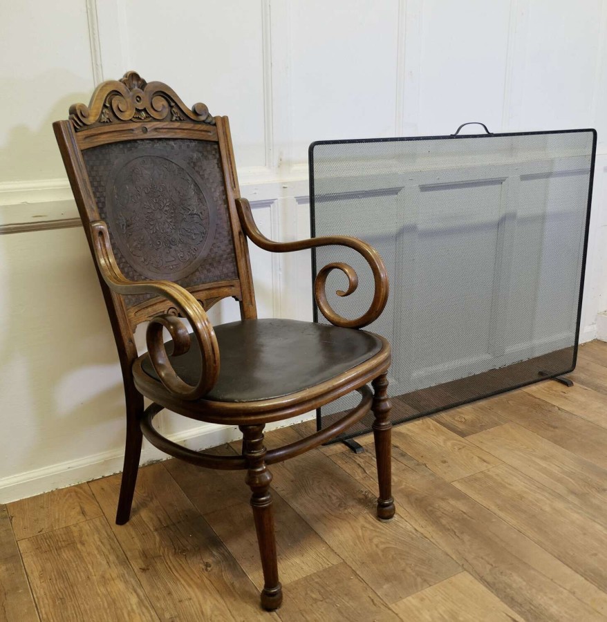 Victorian Upholstered Bentwood Salon or Desk Chair