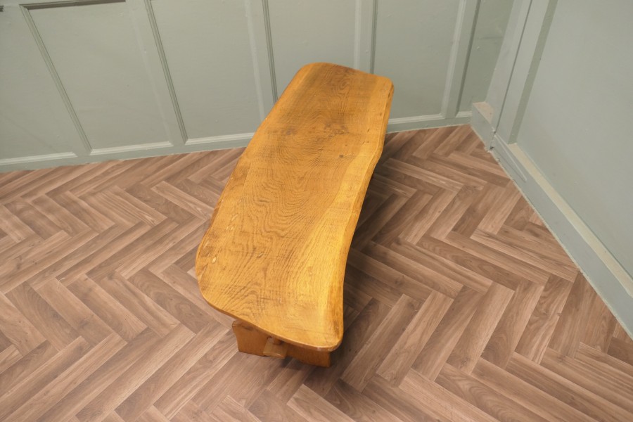 Vintage Hand Carved Live Edge Solid Plank Elm Coffee Table - Image 5