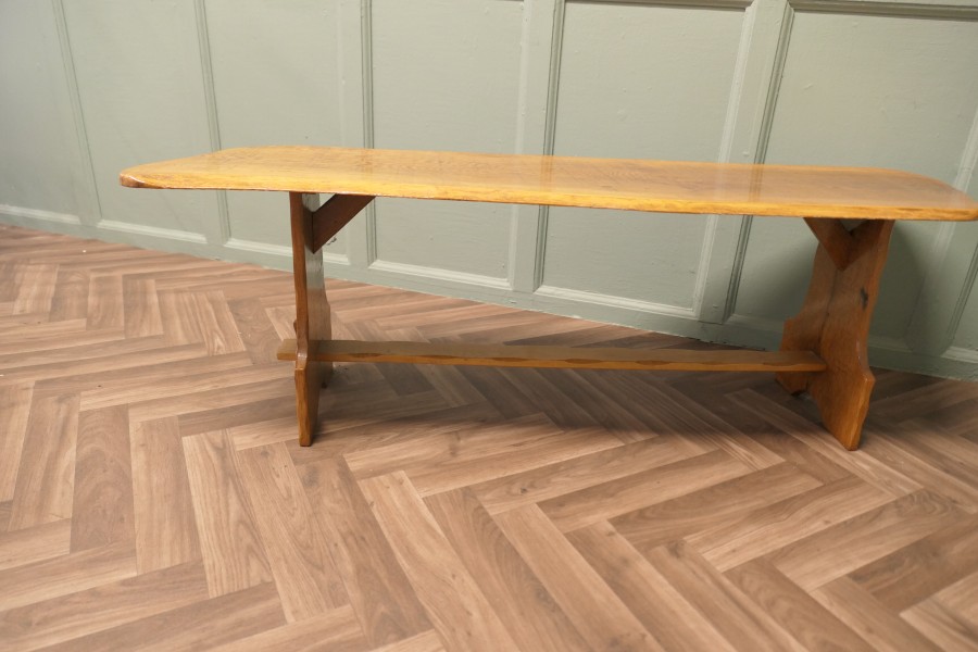 Vintage Hand Carved Live Edge Solid Plank Elm Coffee Table - Image 7