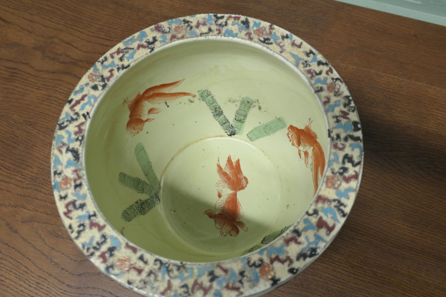 Vintage Satsuma Ceramic Decorated Fish Bowl - Image 5