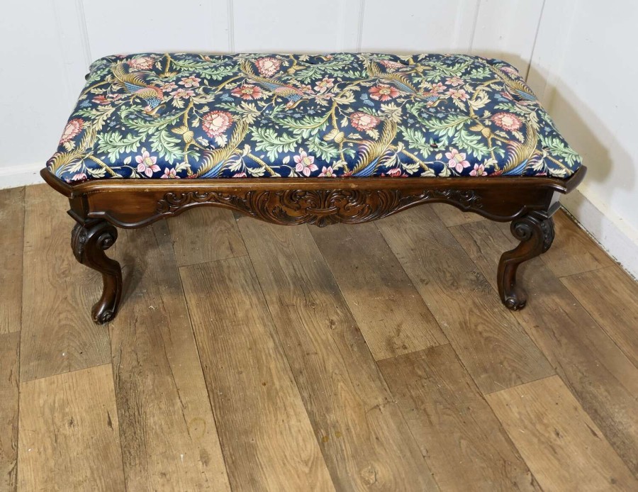 Window Stool Upholstered in Navy Liberty William Morris Velvet