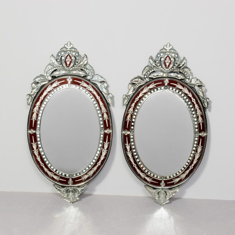 A Large Pair of Coloured Venetian Mirrors