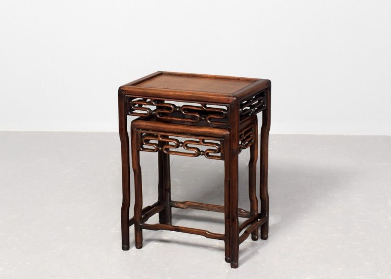 Neat-sized pair of Chinese Hongmu nest of tables