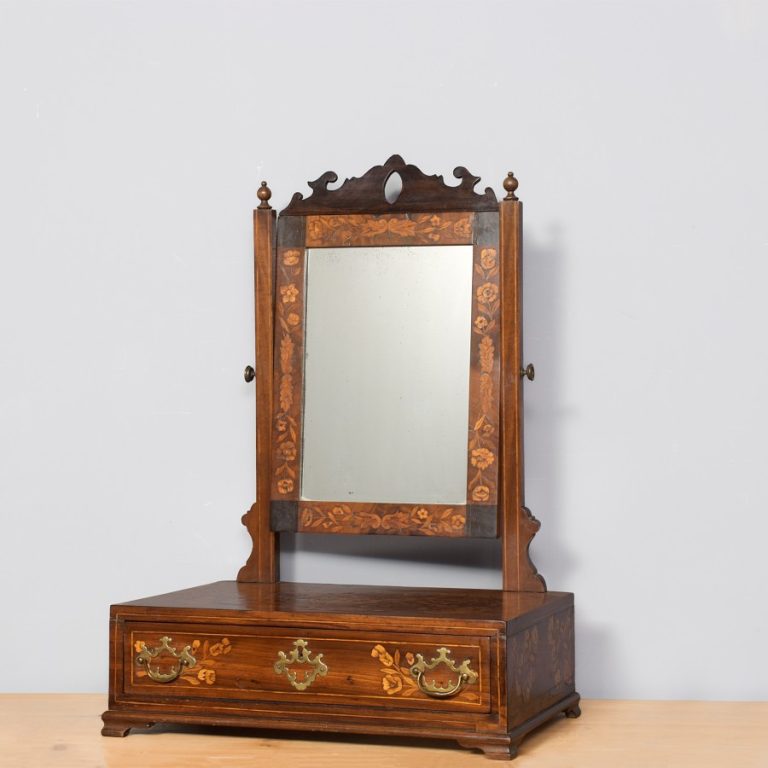 Large foliate marquetry-inlaid walnut Dutch dressing mirror