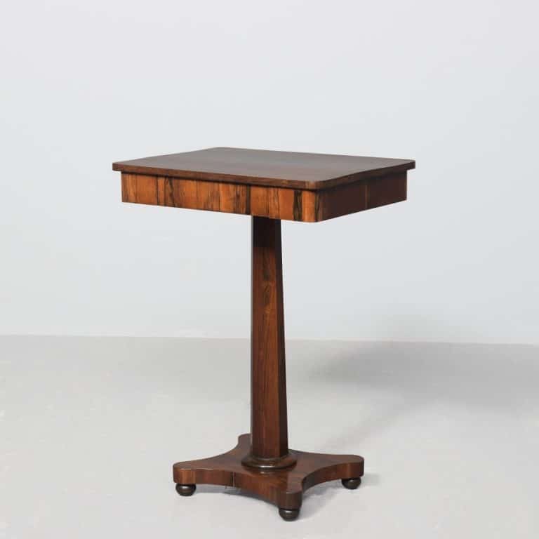 Regency period neat-sized, rosewood pedestal occasional table