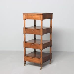 Unusual George 3rd four-tier whatnot with drawers