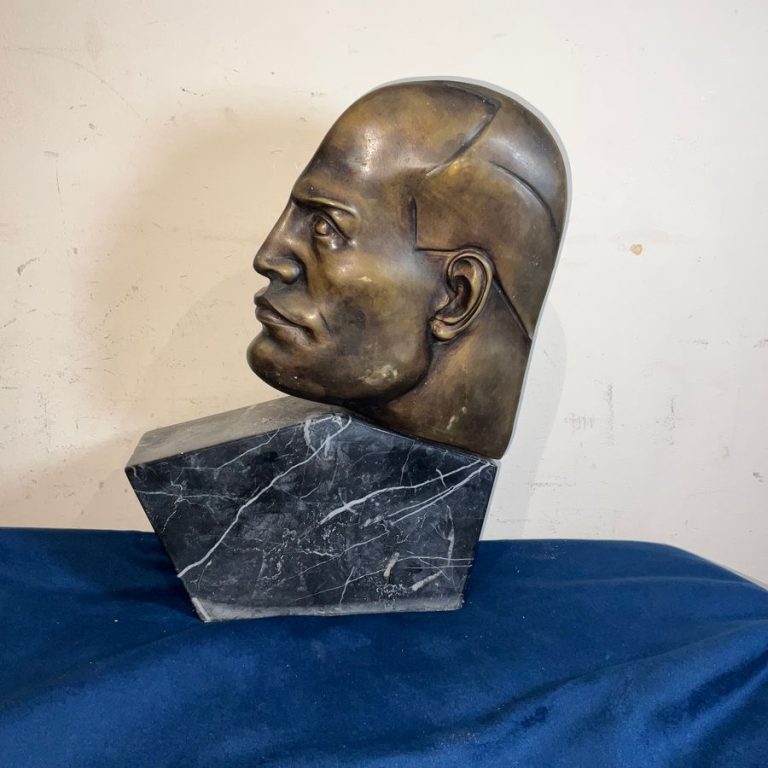 MUSSOLINI. BRONZE & MARBLE ART DECO