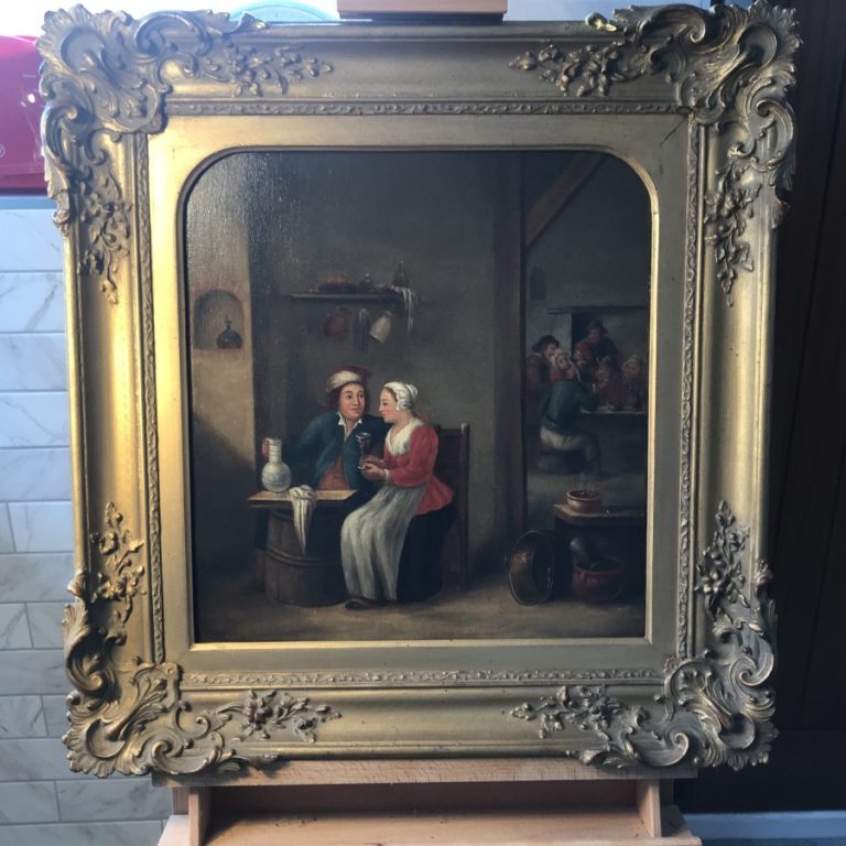 Tavern Interior After Teniers c1720 Dutch Genre Oil Portrait Paintings
