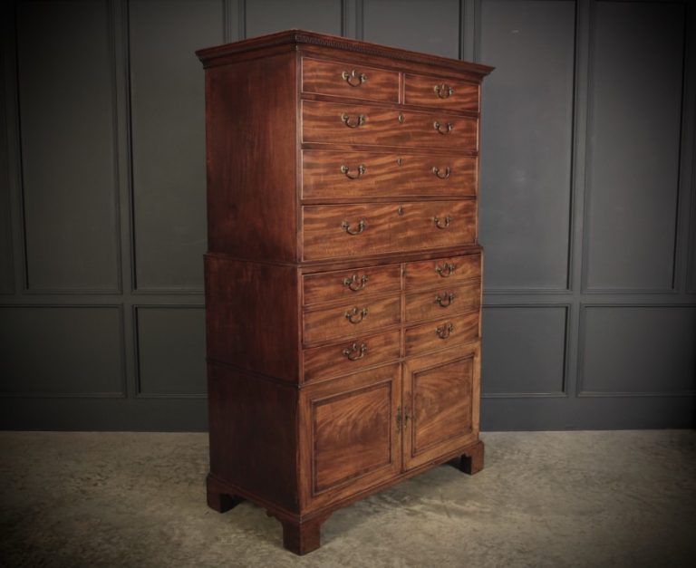 18th Century Mahogany Tallboy Secrétaire Chest On Chest