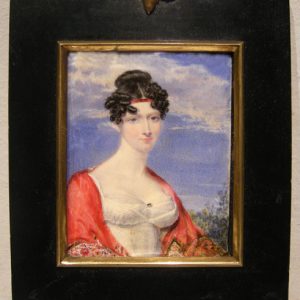Miniaturist, ca. 1830, Portrait of a lady with red shawl