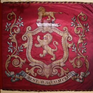 Victorian Painted Silk Barge Pennant – Talbot Coat of Arms, 1877