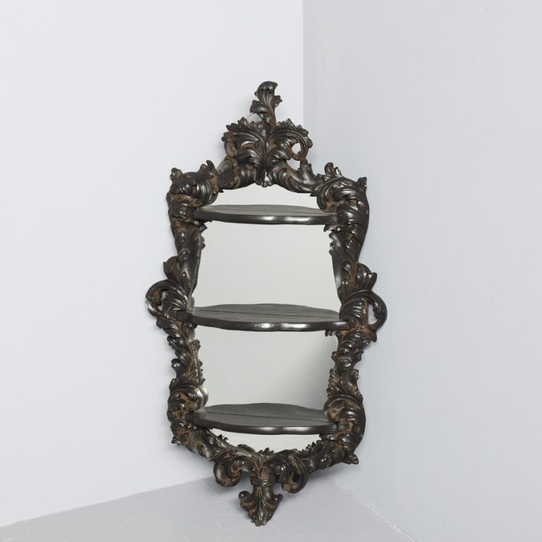 Victorian style composite shelved wall mirror