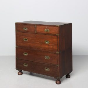 Fully traditionally restored, Quality mid-Victorian two-part brass-bound teak military trunk. Military Trunk Antique Chests Fully traditionally restored, Quality mid-Victorian two-part brass-bound teak military trunk.