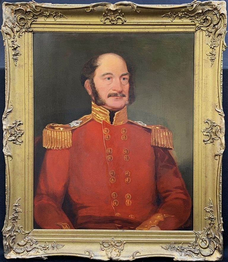 Red Coat Officer Portrait Madras Presidency Service Military Oil Paintings