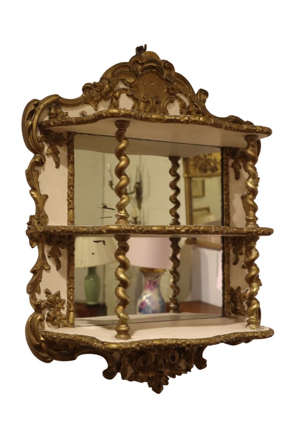 French Rococo Revival Painted & Gilt Wall Étagère, c.1920