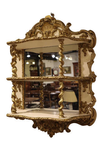 French Rococo Revival Painted & Gilt Wall Étagère, c.1920 - Image 2