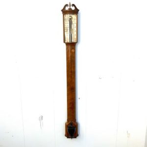 BOWED SATINWOOD STICK BAROMETER Antique Barometers BOWED SATINWOOD STICK BAROMETER