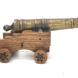 BRASS BARRELLED SHIP OF THE LINE CANNON & CARRIAGE Military & War Antiques BRASS BARRELLED SHIP OF THE LINE CANNON & CARRIAGE