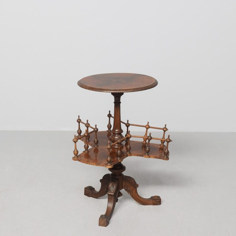 Victorian Burr Walnut Occasional Table with Revolving Bookshelves