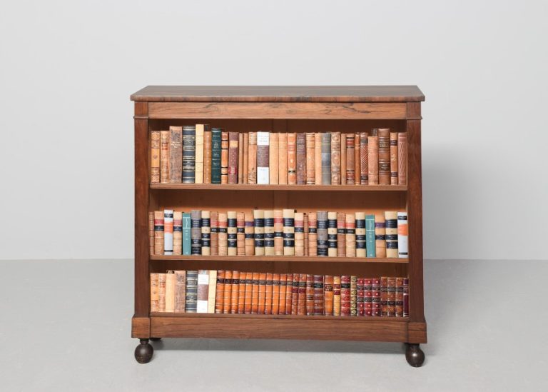 Neat-sized Regency figured rosewood open bookcase with a lovely colour and patina