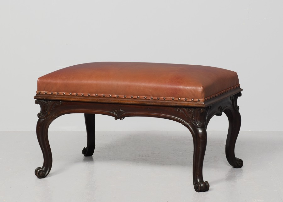 Very large leather-upholstered, William IV Rosewood rectangular central stool/bench antique stool Antique Furniture 3 Very large leather-upholstered, William IV Rosewood rectangular central stool/bench - Image 3