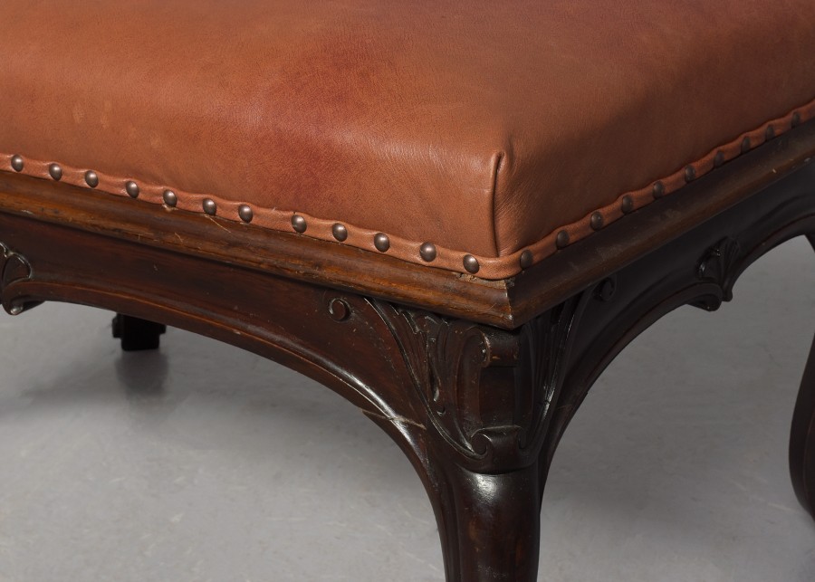 Very large leather-upholstered, William IV Rosewood rectangular central stool/bench antique stool Antique Furniture 4 Very large leather-upholstered, William IV Rosewood rectangular central stool/bench - Image 4