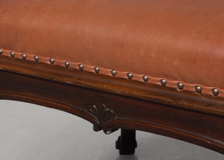 Very large leather-upholstered, William IV Rosewood rectangular central stool/bench antique stool Antique Furniture 6 Very large leather-upholstered, William IV Rosewood rectangular central stool/bench - Image 6