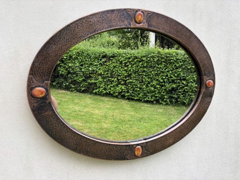 Arts & Crafts Oval Copper Wall Mirror