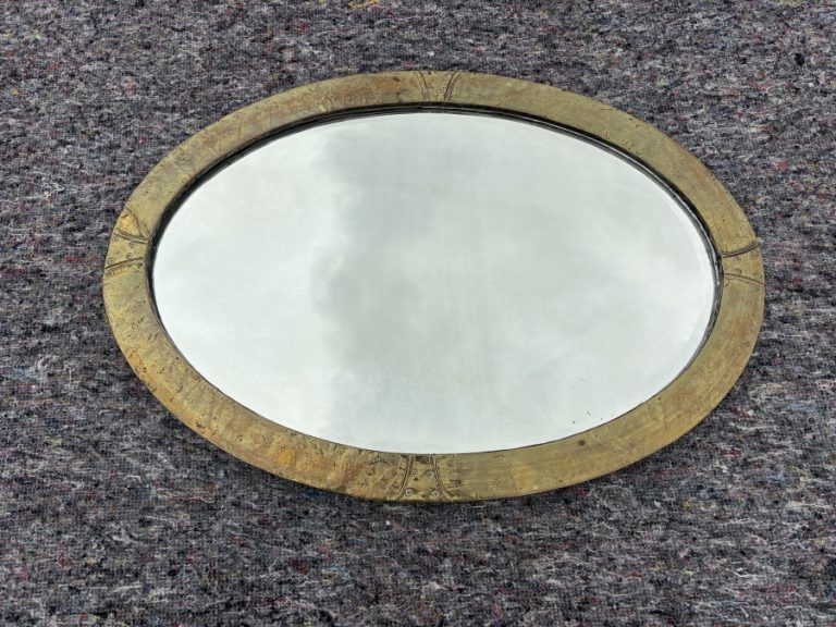 Arts & Crafts Brass Oval Wall Mirror