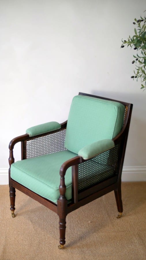 Fine Georgian Caned Library Bergère Chair armchairs Antique Chairs 3 Fine Georgian Caned Library Bergère Chair - Image 3