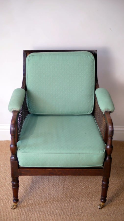Fine Georgian Caned Library Bergère Chair armchairs Antique Chairs 4 Fine Georgian Caned Library Bergère Chair - Image 4