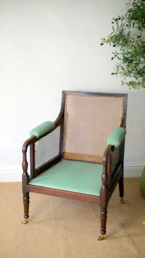 Fine Georgian Caned Library Bergère Chair armchairs Antique Chairs 9 Fine Georgian Caned Library Bergère Chair - Image 9