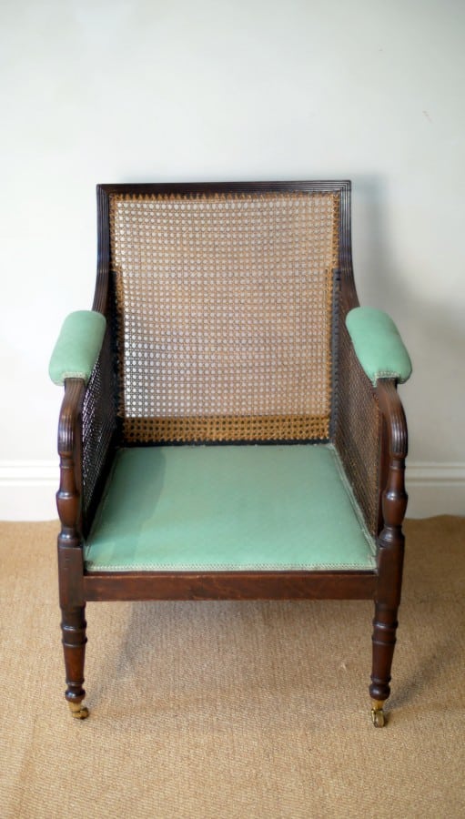 Fine Georgian Caned Library Bergère Chair armchairs Antique Chairs 10 Fine Georgian Caned Library Bergère Chair - Image 10