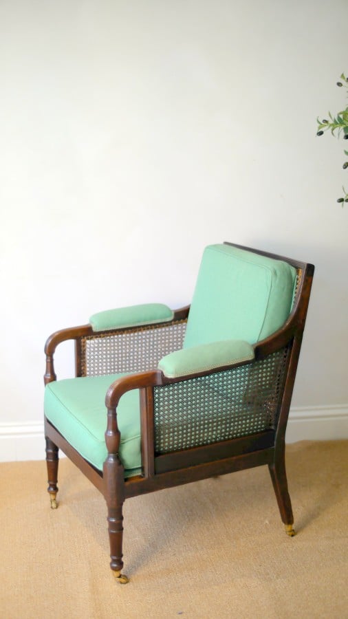 Fine Georgian Caned Library Bergère Chair armchairs Antique Chairs 11 Fine Georgian Caned Library Bergère Chair - Image 11