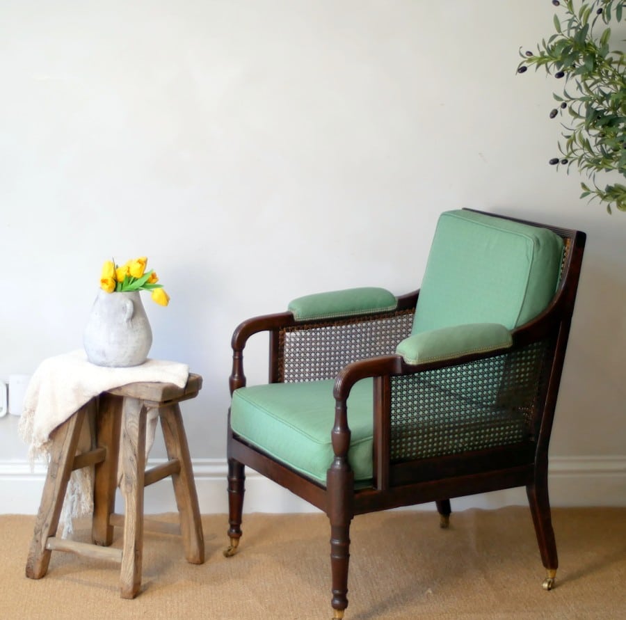Fine Georgian Caned Library Bergère Chair armchairs Antique Chairs 12 Fine Georgian Caned Library Bergère Chair - Image 12