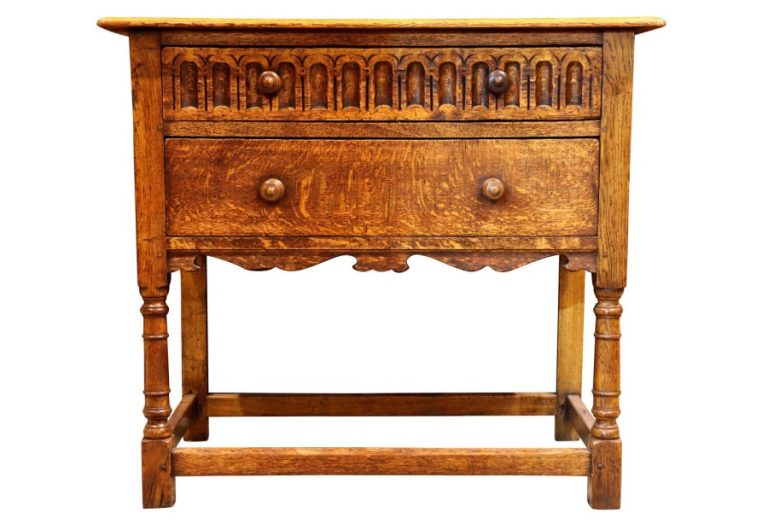 Early 20th Century Light Oak Jacobean Revival Side Table, Circa 1920