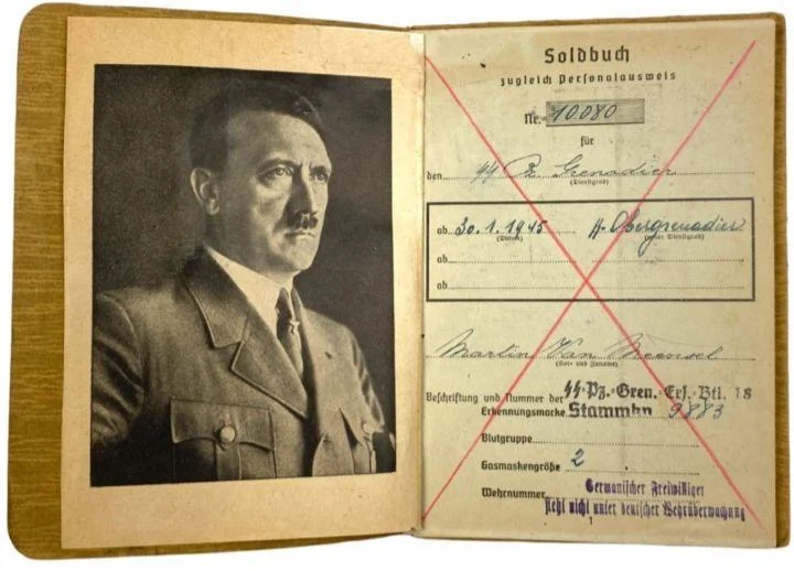 Waffen-SS Soldbuch – Martin Van Meensel, SS-Panzergrenadier-Ersatz-Bataillon 18 German ww2 Military & War Antiques 4 Waffen-SS Soldbuch – Martin Van Meensel, SS-Panzergrenadier-Ersatz-Bataillon 18 - Image 4