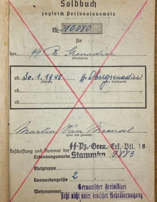Waffen-SS Soldbuch – Martin Van Meensel, SS-Panzergrenadier-Ersatz-Bataillon 18 German ww2 Military & War Antiques 5 Waffen-SS Soldbuch – Martin Van Meensel, SS-Panzergrenadier-Ersatz-Bataillon 18 - Image 5