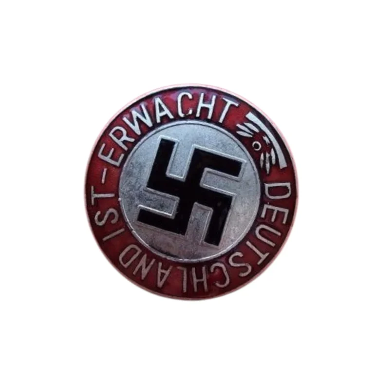WW2 German NSDAP “Deutschland Erwacht” Enamel Badge – Larger Screw-Back Example