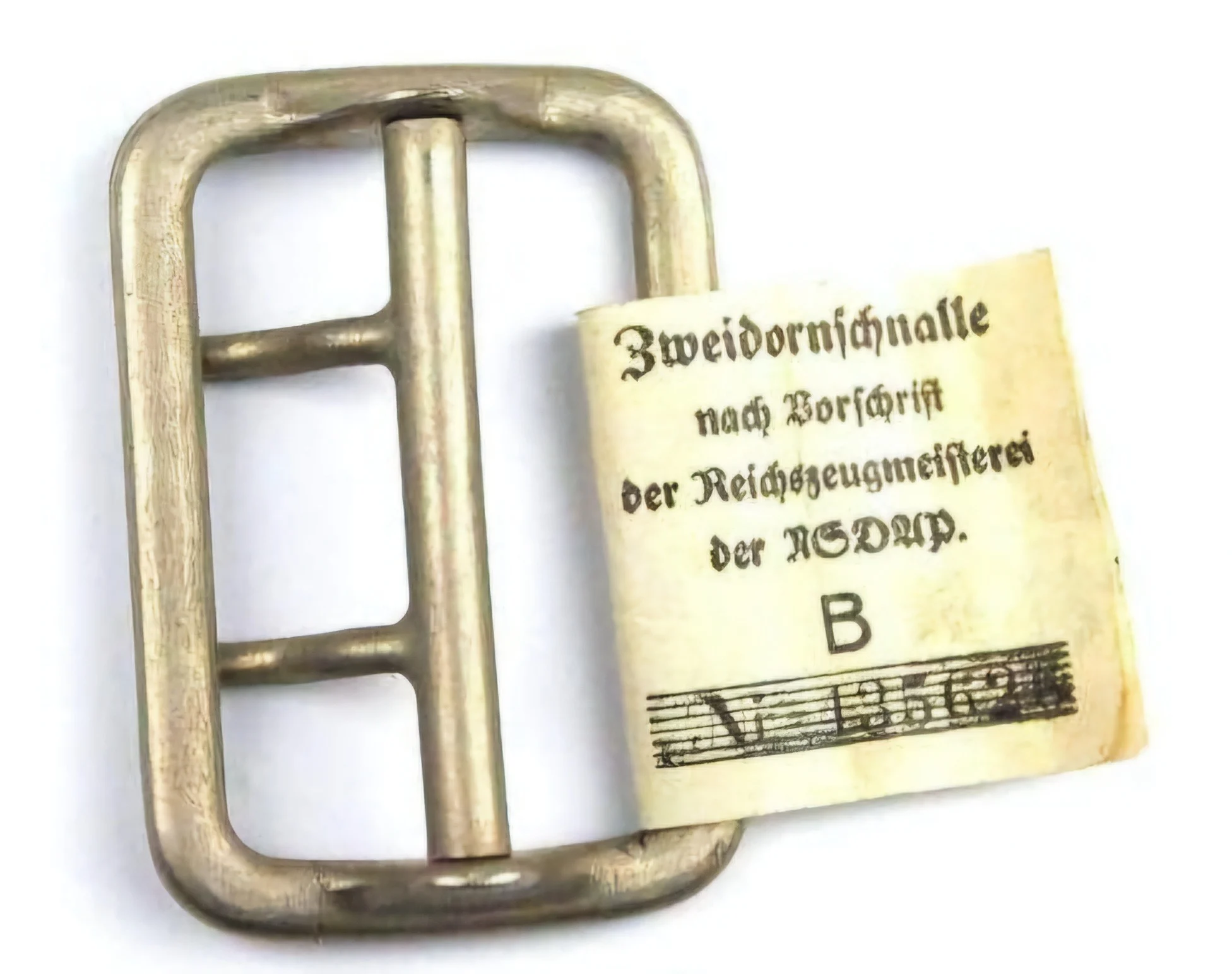 WW2 German “Mint Unissued” NSDAP Zweidornschnalle Belt Buckle with Original RZM Paper Tag German ww2 Military & War Antiques 2 WW2 German "Mint Unissued" NSDAP Zweidornschnalle Belt Buckle with Original RZM Paper Tag - Image 2