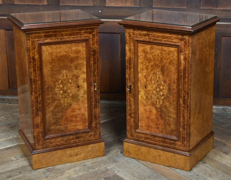 Pair of Edwardian Walnut Bedside Pot Cupboards SAI4324