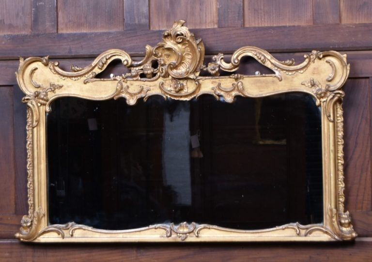 Giltwood Over Mantel Rococo Style Mirror SAI4334